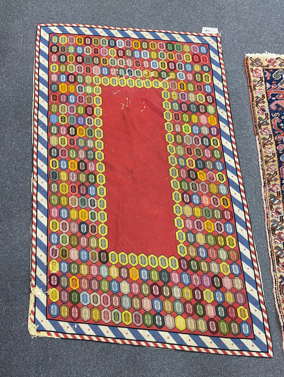 A Caucasian polychrome flat weave rug 134cm x 85cm.